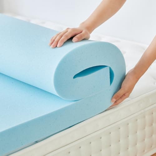 LINSY Queen Memory Foam Mattress Topper, 3 Inch Medium Soft Memory Foam for Back Pain, Cooling Gel Memory Foam Queen Bed Mattress Topper, CertiPUR-US Certified - Image 1