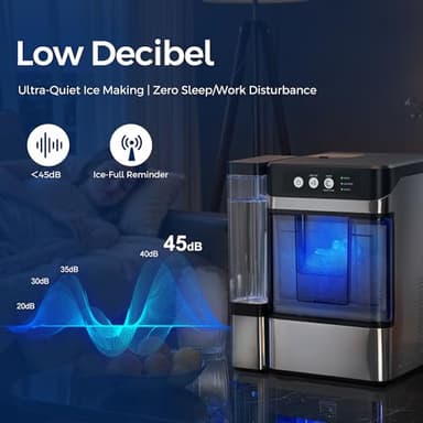 Nugget Ice Maker Countertop with 0.8Gal Removable Tank for Chewable Ice, 41Lbs/24H, One-Touch Fast Ice in 6 Mins, Self-Cleaning & Ultra Quiet for Home, Office, Party - Image 5