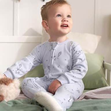 Gerber Baby Boy's Toddler Loose Fit Flame Resistant Fleece Footed Pajamas 2-Pack, Space, 6-9 Months - Image 5