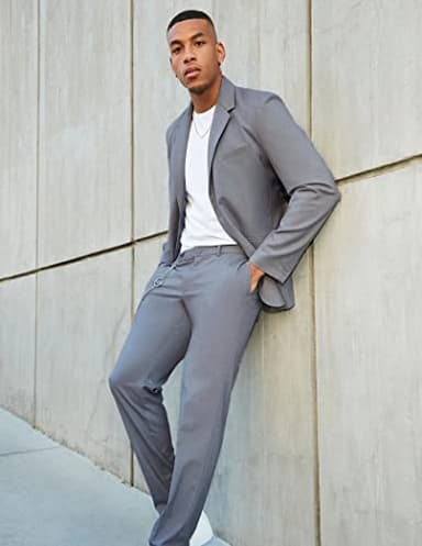 COOFANDY Mens Fitted Blazer Casual Sports Jacket Lightweight Suit Jacket Suit Coat (Light Grey XL) - Image 2