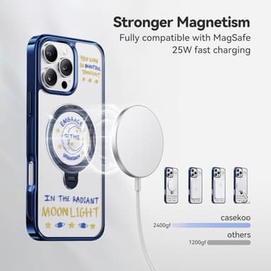 CASEKOO Midnight Moonlight 360° Spin Built-in Magnetic Stand for iPhone 16 Pro Case, Fit for MagSafe, 16FT Drop Protection, Chic Design for iPhone 16 Pro Case with Stand, Midnight Moonlight - Image 5