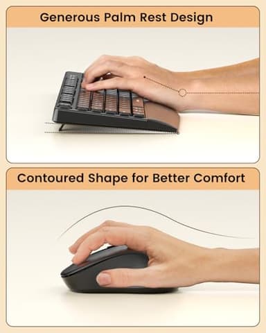 seenda Bluetooth Keyboard and Mouse, COE200 USB + Bluetooth Multi Device, Ergonomic Keyboard Mouse Set, Full-Size Wireless Combo Compatible for Mac OS/Windows PCs Computers Laptops MacBooks - Black - Image 3
