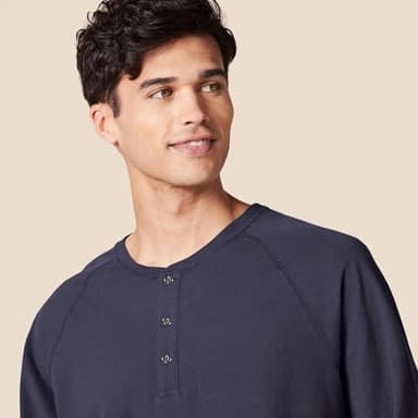 Amazon Essentials Long Sleeve Shirt for Men, Regular-Fit Henley, Available in Big & Tall, Navy, X-Large - Image 4