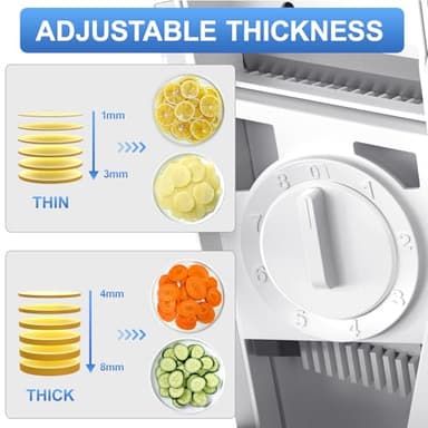 SupMaKin Safe Mandoline Slicer for Kitchen, Potato Slicer for Chips, Vegetable & Food Slicer,Thickness Adjustable 0.1-8 mm, Kitchen Faster Slice Artifact White (Only Slice) - Image 3