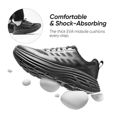 NORTIV 8 Men's Walking Running Tennis Cushioning Shoes ActiveFloat Non Slip Athletic Gym Workout Jogging Comfortable Sneakers,Size 10.5,All Black,SNWS245M - Image 2