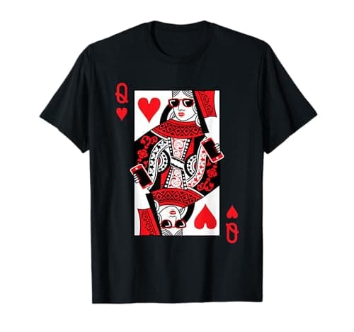 Classic Black Queen of Hearts T-Shirt: Adult, Short Sleeve, Cotton-Polyester Blend