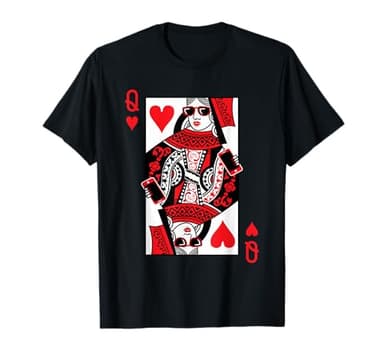 Classic Black Queen of Hearts T-Shirt: Adult, Short Sleeve, Cotton-Polyester Blend