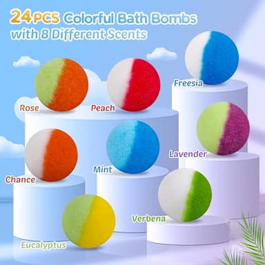 Bath Bombs for Kids, 24pcs Bath Bombs with Glow in The Dark Surprise Inside, Natural and Organic Colorful Bubble Bath Fizz for Kids, Perfect Birthday, Halloween, Or Christmas Gift for Boys and Girls! - Image 3