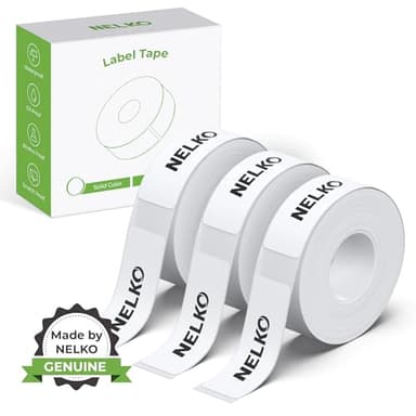 NELKO Genuine P21 Label Maker Tape, Adapted Label Print Paper, 14x40mm (0.55"x1.57"), Standard Laminated Office Labeling Tape Replacement, Multipurpose of P21, 180 Labels/Roll, 3-Roll, White - Image 1