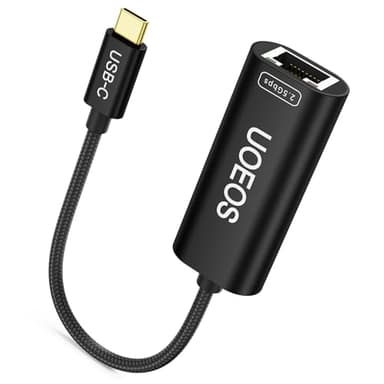 uoeos USB C to Ethernet Adapter, 2.5Gbps USB C to RJ45 Ethernet Converter, Thunderbolt 4/3 Compatible, 2.5G Ethernet Adapter for MacBook, iPhone 15/16 Pro Max, XPS, Surface, iPad Pro - Black