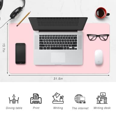 Leather Desk Pad Protector,Non-Slip Desk Pad,on-Slip PU Leather Large Mouse Pad,Easy Clean Desk Protecor Mat,Writing Pad for Office Work/Home/Decor(Pale Green, 31.5" x 15.7") - Image 2