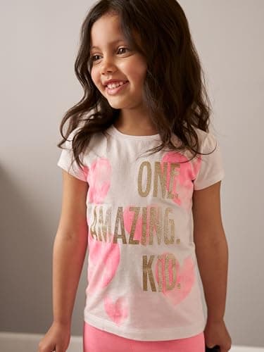 Simple Joys by Carter's Toddler Girls 3-pack Graphic Tees, pink dino, grey, white heart, 2T - Image 3