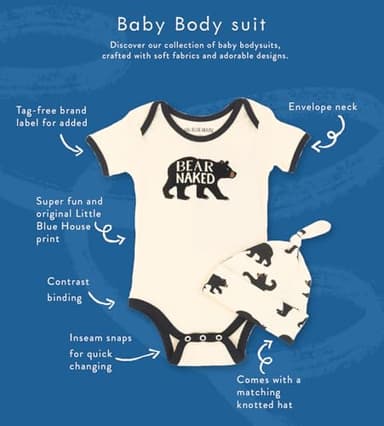 Little Blue House unisex-baby Bodysuit with Hat, Black Bear, 18-24 Months - Image 3