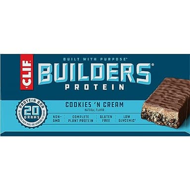 CLIF BUILDERS Protein Bars - Cookies 'n Cream Flavor - 20g Plant Based Protein - Gluten Free - Non-GMO - Low Glycemic - No Artificial Sweeteners - 2.4 oz. (12 Pack) - Image 13