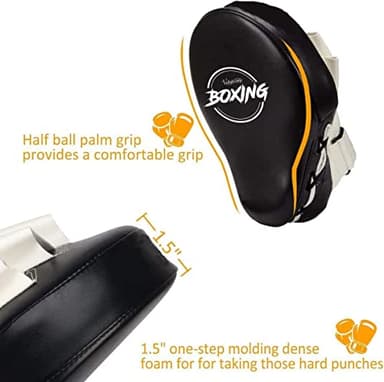 Valleycomfy Boxing Curved Focus Punching Mitts- Leatherette Training Hand Pads,Ideal for Karate, Muay Thai Kick, Sparring, Dojo, Martial Arts - Image 3