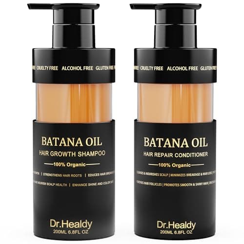 Dr. Healdy Batana Oil Shampoo and Conditioner Set - for Hair Growth,Thickening & Hydration,Sulfate Free - Fights Hair Loss & Clarifies Scalp -Root Activator Shampoo for Men (6.8 Fl Oz×2) - Image 1