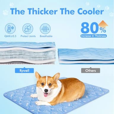 Rywell Dog Cooling Mat 2.0,44 * 32 Thicken Cooling Mat for Extra Large Dog, Internal Waterproof& Endothermic Color Changing Arc-Chill Cool Fiber(QMAX>0.5) for Pet in Summer, Washable, Non-Toxic - Image 4