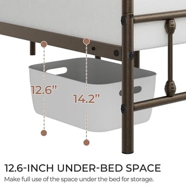 Yaheetech Classic Metal Platform Bed Frame Mattress Foundation with Victorian Style Iron-Art Headboard/Footboard/Under Bed Storage/No Box Spring Needed/Full Size Bronze - Image 2