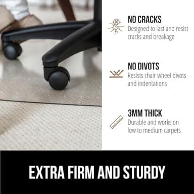 GORILLA GRIP Slip Resistant Office Chair Mat for Carpet Floors, 36x48 Lip Smooth Glide Under Desk Carpeted Floor Protector, Heavy Duty Plastic Computer Mats for Rolling Work and Gaming Chairs, Clear - Image 4