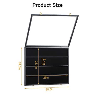 KCRasan 36 Graded Sports Card Display Case - Baseball Card Display Case Lockable - Collection Card Display, Wall Display Frame for Basketball Football Hockey Trading Cards with UV Protection Acrylic - Image 3