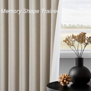 Topfinel Beige Linen Blackout Curtains 84 Inch Long, Modern Black Out Curtains for Bedroom Windows Treatments, Cream Heat & Cold Blocking Back Tab Pleated Drapes for Living Room 2 Panels Cottage 7 FT - Image 4