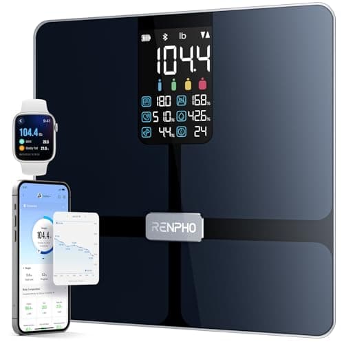 RENPHO Scale for Body Weight, Smart Scale with BMI, Body Fat, Muscle Mass, Bluetooth, 13 Metrics with Large VA Display, Support App Connection, Black, Elis 2X - Image 1