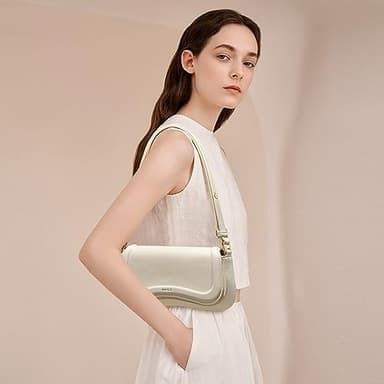 Keyli Shoulder Bag for Women mini Crossbody Purses Retro Classic Handbag Waterproof Vegan Leather Clutch Tote Hobo Purse Designer Bags with Adjustable Strap Beige - Image 4