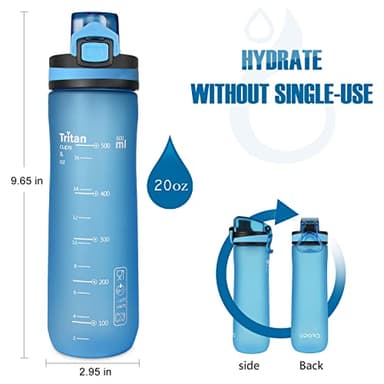 Opard Peak Water Bottle 20 Oz BPA Free Tritan Plastic Leak Proof Flip Top for School Kids Sports Gym Yoga Camping (Aqua) - Image 6
