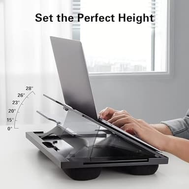 Adjustable Lap Desk - with 6 Adjustable Angles, Detachable Mouse Pad, & Dual Cushions Laptop Stand for Car Laptop Desk, Work Table, Lap Writing Board & Drawing Desk on Sofa or Bed by HUANUO - Image 3