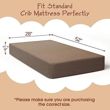 COSMOPLUS-Muslin-Crib-Sheets-for-Girls-Boys-Neutral-Baby,2 Pack Boho Crib Matress Sheet,Fitted Crib Sheet for Standard Crib Mattress & Toddler Bed Mattress,Organic Cotton,Ivory & Iced Coffee - Image 3