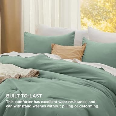 Bedsure California King Size Comforter Set, Sage Green Soft Prewashed Bedding for All Seasons, 3 Pieces GentleSoft™ Bed Set, 1 Lightweight Comforter (104"x96") and 2 Pillowcases (20"x36") - Image 3