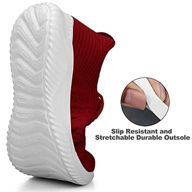 Feethit Womens Slip On Walking Shoes Non Slip Running Shoes Breathable Workout Shoes Lightweight Gym Sneakers Burgundy Size 6 - Image 3