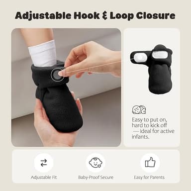 Bufims Baby Booties 6-12 Months Unisex Cozy Fleece Newborn Booties Non-Slip Newborn First Walkers Shoes Toddler Slippers for Baby Boys & Baby Girls Gifts, Black - Image 4