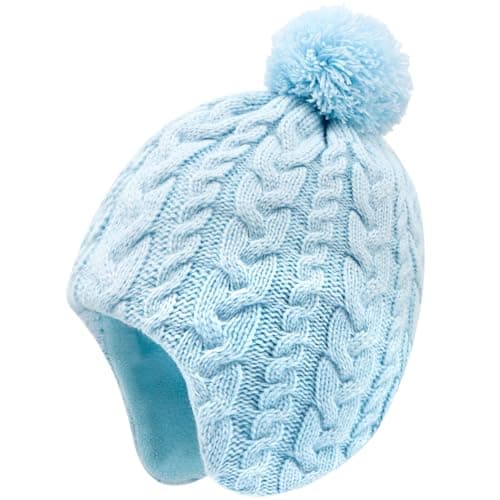 Duoyeree Boys Winter hat Toddler Beanies Girls Knitted Cap Classic Twist for Baby Kids Warm Ear Flap 2-4T 4-7T - Image 1