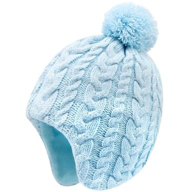 Duoyeree Boys Winter hat Toddler Beanies Girls Knitted Cap Classic Twist for Baby Kids Warm Ear Flap 2-4T 4-7T - Image 1