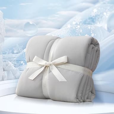 Cozy Bliss Viscose Cooling Comforter King Size, Reversible Cooling Blanket for Hot Sleepers and Night Sweats, Q-Max 0.4 Breathable Summer Comforter Quilt, Lightweight Soft Silky Smooth, Cool Grey - Image 8