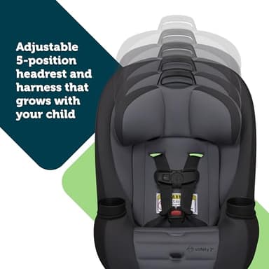 Safety 1st Ellaris 3-in-1 Convertible Car Seat, Slim Fit Design, Rear & Forward-Facing, 5-Position Headrest, 3-Across Fit, Travel-Friendly with Machine-Washable Seat Pad, Peacock Blue - Image 3
