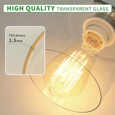 Phaosio Bathroom Vanity Light Fixtures 3-Light Wall Sconce, Brushed Nickel Mirror Light with Clear Glass Shade, Easy Install Bedroom Hallway Lighting, E26 Base - Image 4