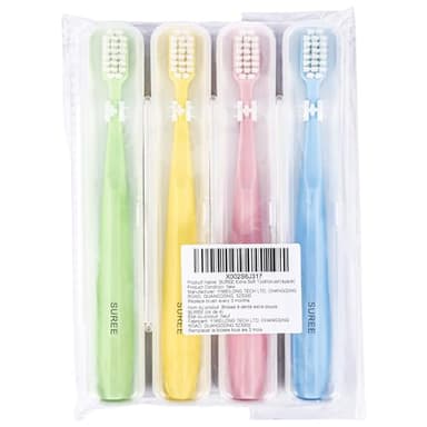 SUREE Extra Soft Toothbrush for Sensitive Teeth, Upgraded 10000 Ultra Soft Bristles for Adults & Elders, Manual Travel Toothbrush with Individual Portable Case (4 Pack) - Image 8