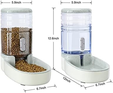Automatic Dog Cat Feeder and Water Dispenser Gravity Food Feeder and Waterer Set with Pet Food Bowl for Small Medium Dog Puppy Kitten, Large Capacity 1 Gallon x 2(Grey - Image 6
