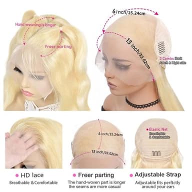 Blonde Bob Wig Human Hair 180% Density 613 Straight 12 Inch Short Bob Wigs 13x6 HD Transparent Lace Front Wigs Human Hair Pre Plucked With Baby Hair Glueless 613 Blonde Lace Frontal Wigs For Wome - Image 4