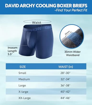 DAVID ARCHY Men’s Underwear Boxer Briefs Soft Comfortable Underwear Boxer Briefs for Men Breathable Moisture-Wicking 4 Pack (L, Black/Dark Gray/Navy Blue/Heather Gray - 5.5" in 4 Pack) - Image 6