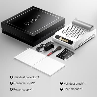 L'UGX Rechargeable Nail Dust Collector, Professional Brushless Turbo Dust Collector Nail Tech, Powerful Dust Suction Machine Manicure Pedicure Tool for Acrylic Nail Polishing, Low Noise, 2Pcs Filters - Image 7