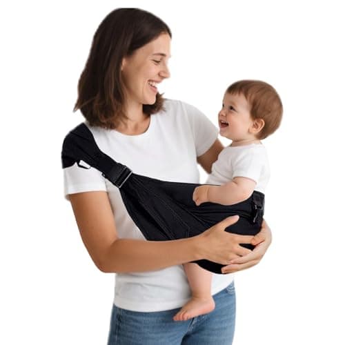 Baby Sling Carrier,Baby Carrier Newborn to Toddler Carrier Essentials Safety Non-Slip Baby Half Wrapped Sling Hip Holderr Carrying 8-35lbs(Black) - Image 1