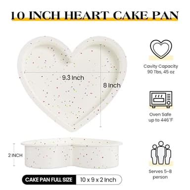 AOTASO Silicone Heart Shaped Cake Pans 10 Inch Large Heart Cake Pan Nonstick Silicone Heart Molds for Baking (2 Pcs Set, Cream) - Image 2