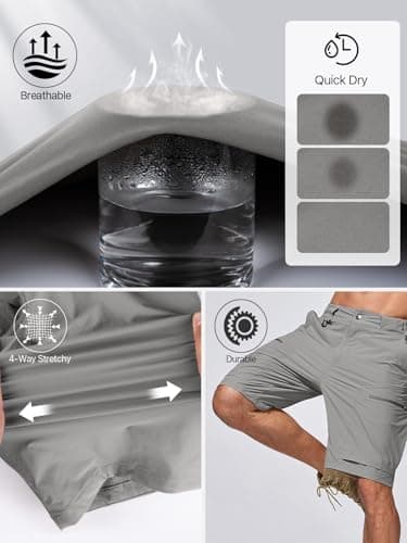 FREE SOLDIER Men's Cargo Hiking Shorts with Belt Lightweight Quick Dry Tactical Shorts with Pockets for Casual Work Golf (Gray 38W12L) - Image 3