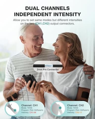 NURSAL Tens Unit Muscle Stimulator, 4 in 1 TENS EMS Machine with 25 Modes Include DIY, 40 Intensities Electric Massager for Shoulder, Back Pain Relief, TENS Pads, A Carry Case - Image 5