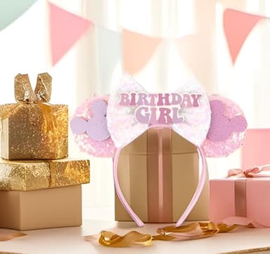 RAZKO Pink Minnie Ears Hair Accessory, Mouse Headband for Women Girls (Birthday Girl-Pink M) - Image 7