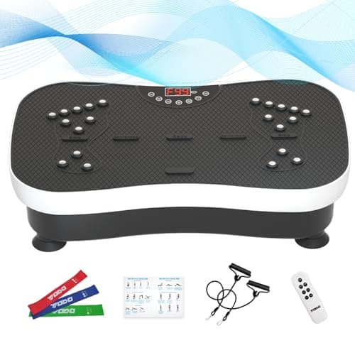 TODO Vibration Plate Exercise Machine Whole Body Vibration Machine with Remote Control for Pain Relief, Lymphatic Drainage, Weight Loss(3 Resistance Loops/Resistance Bands) - Image 1