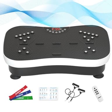 TODO Vibration Plate Exercise Machine Whole Body Vibration Machine with Remote Control for Pain Relief, Lymphatic Drainage, Weight Loss(3 Resistance Loops/Resistance Bands) - Image 1